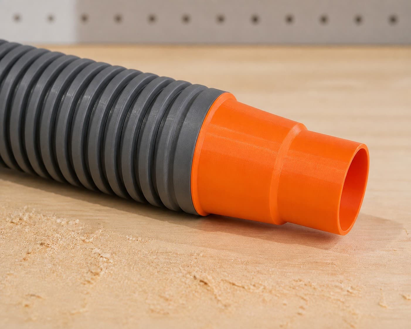 The R8606B dust adapter connected to a plain shop vac hose