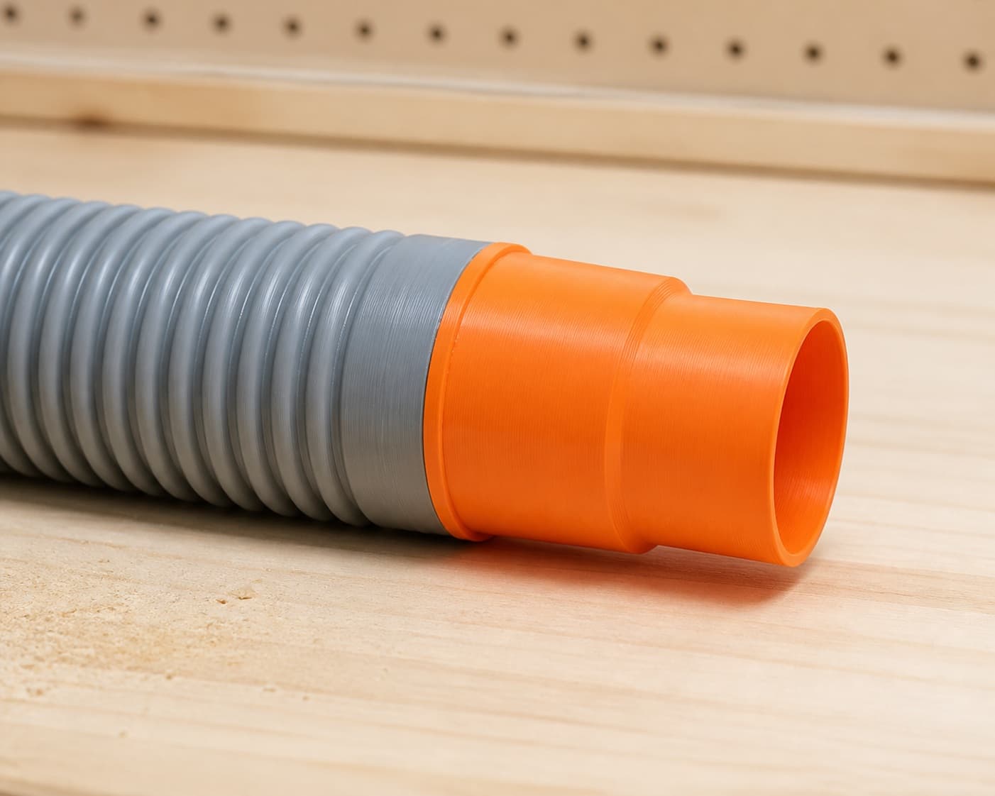 The DWE6423K dust adapter connected to a plain shop vac hose