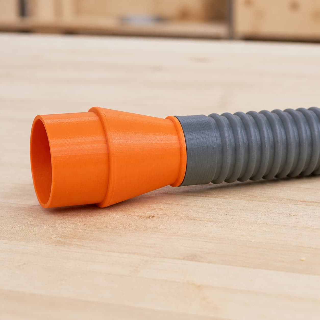 The DKP180 dust adapter connected to a plain shop vac hose