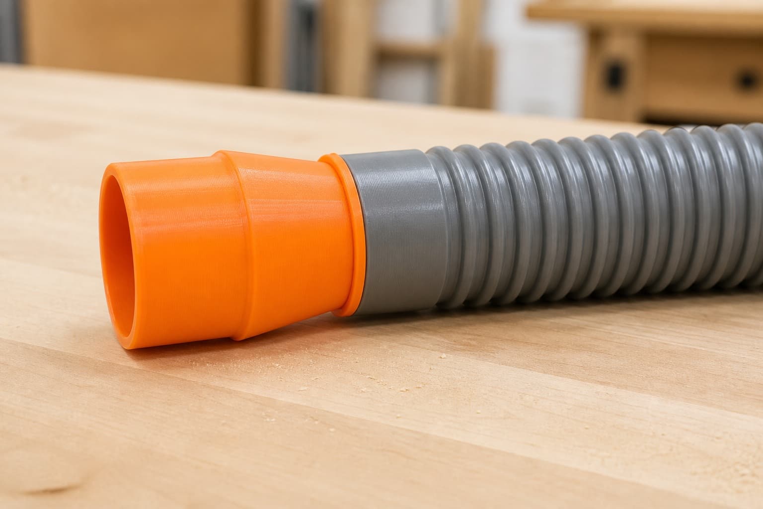 The DKP180 dust adapter connected to a plain shop vac hose