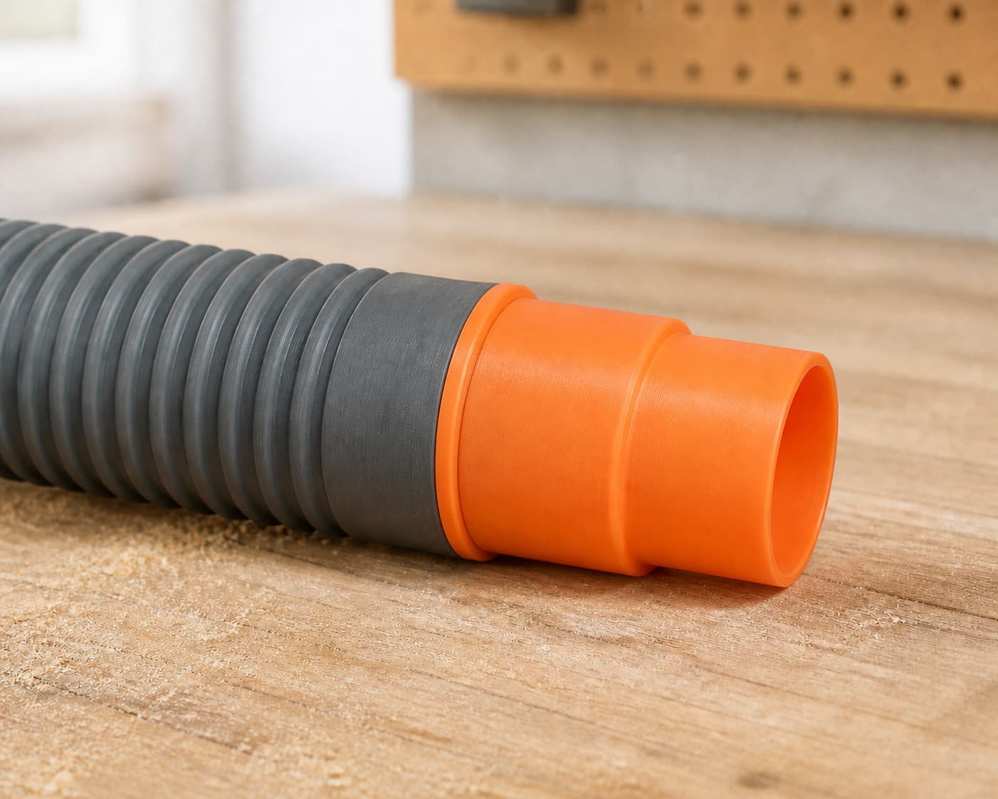 The DKP180 dust adapter connected to a plain shop vac hose