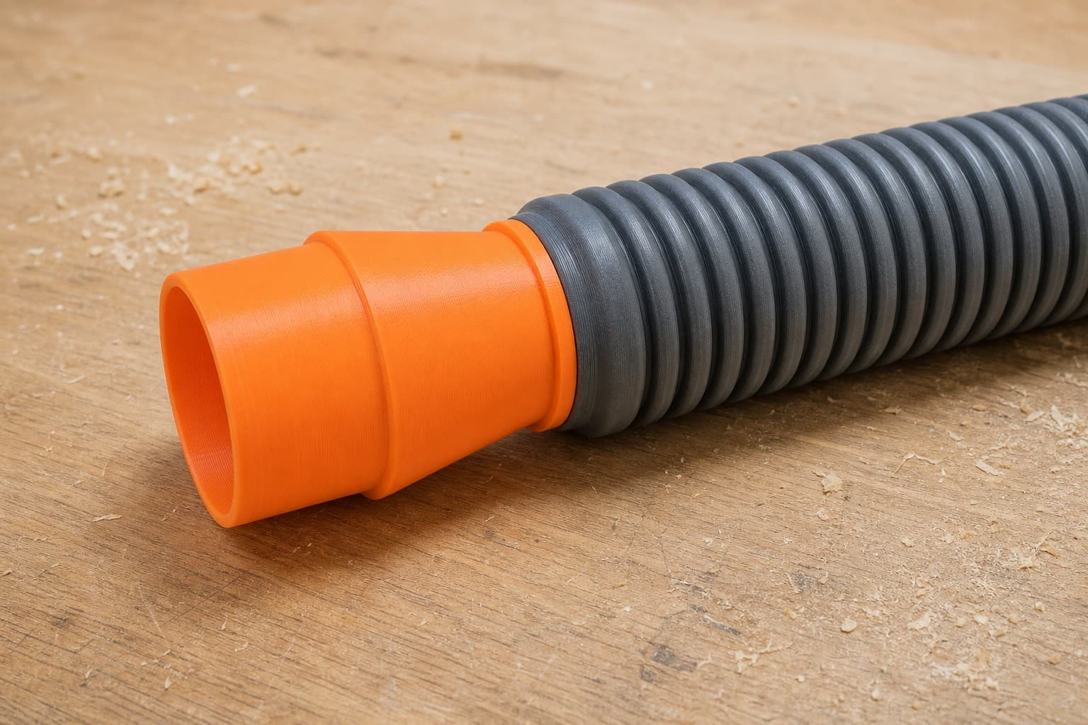 The 58862 dust adapter connected to a plain shop vac hose