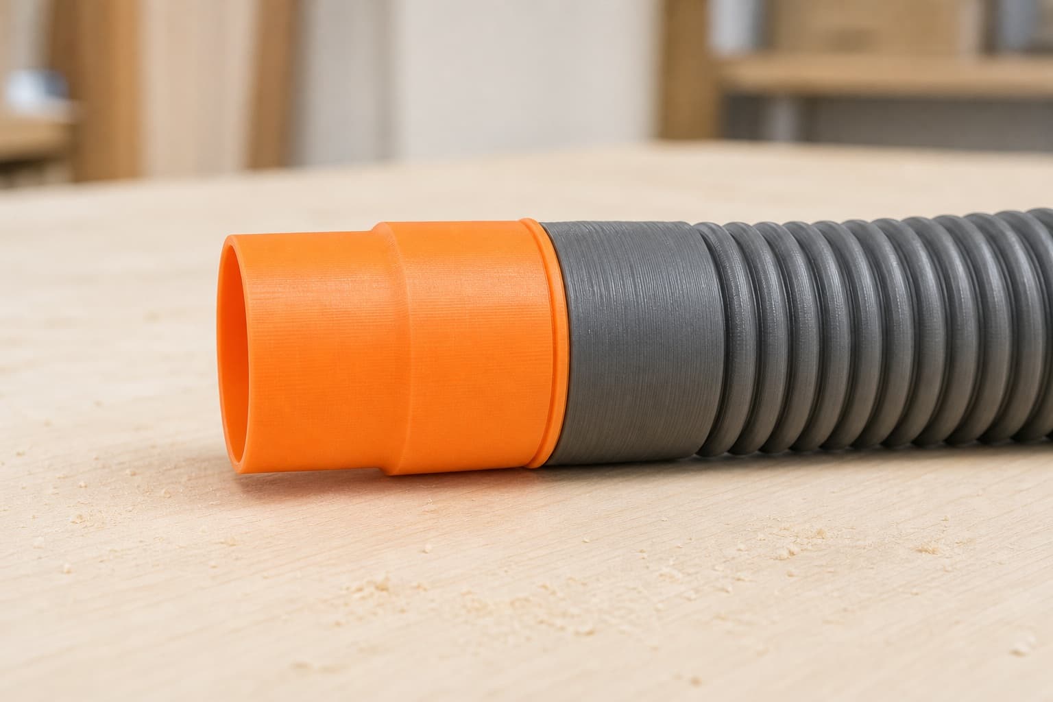 The SM3055LW dust adapter connected to a plain shop vac hose