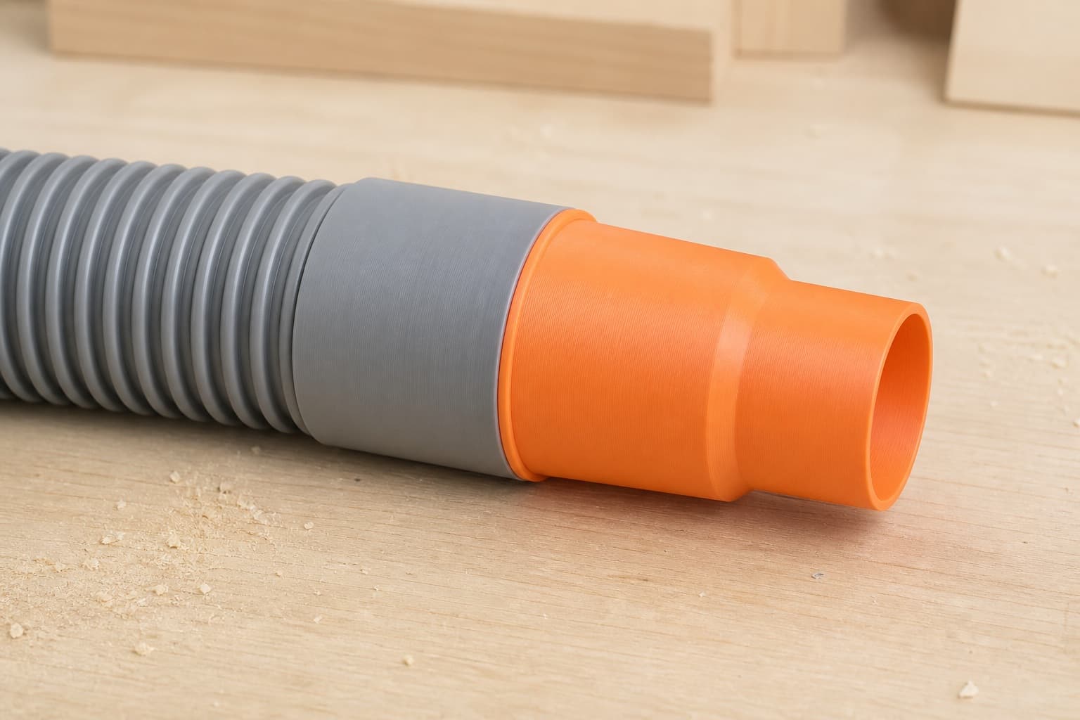 The SPT99 dust adapter connected to a plain shop vac hose