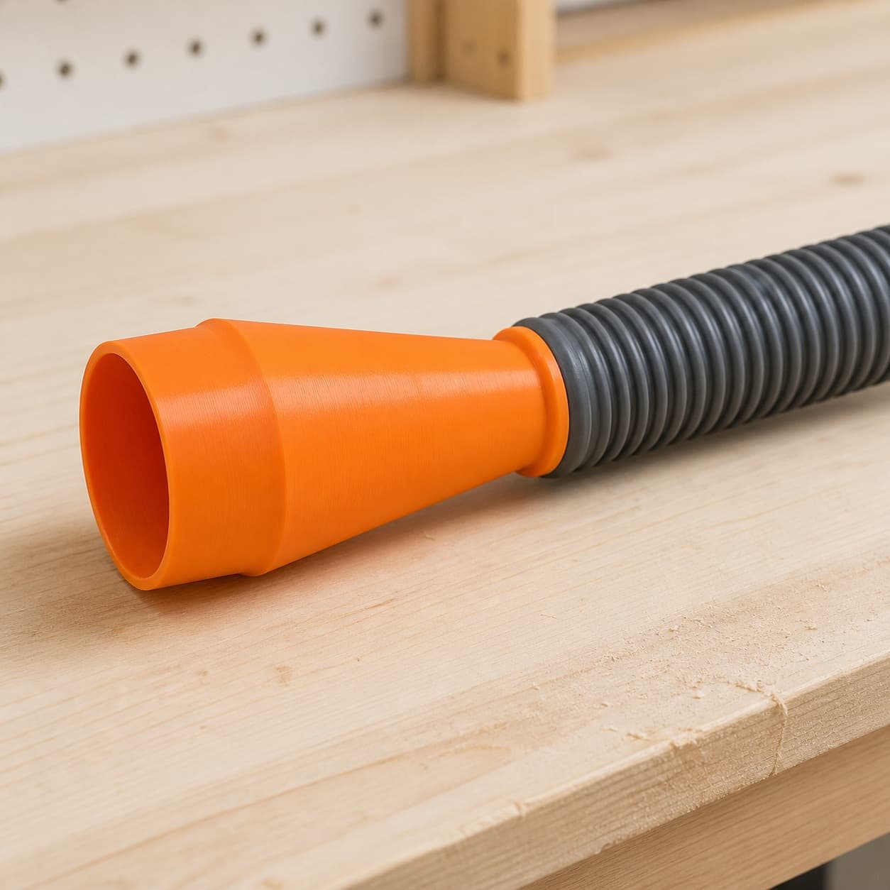 The CMXETAX dust adapter connected to a plain shop vac hose