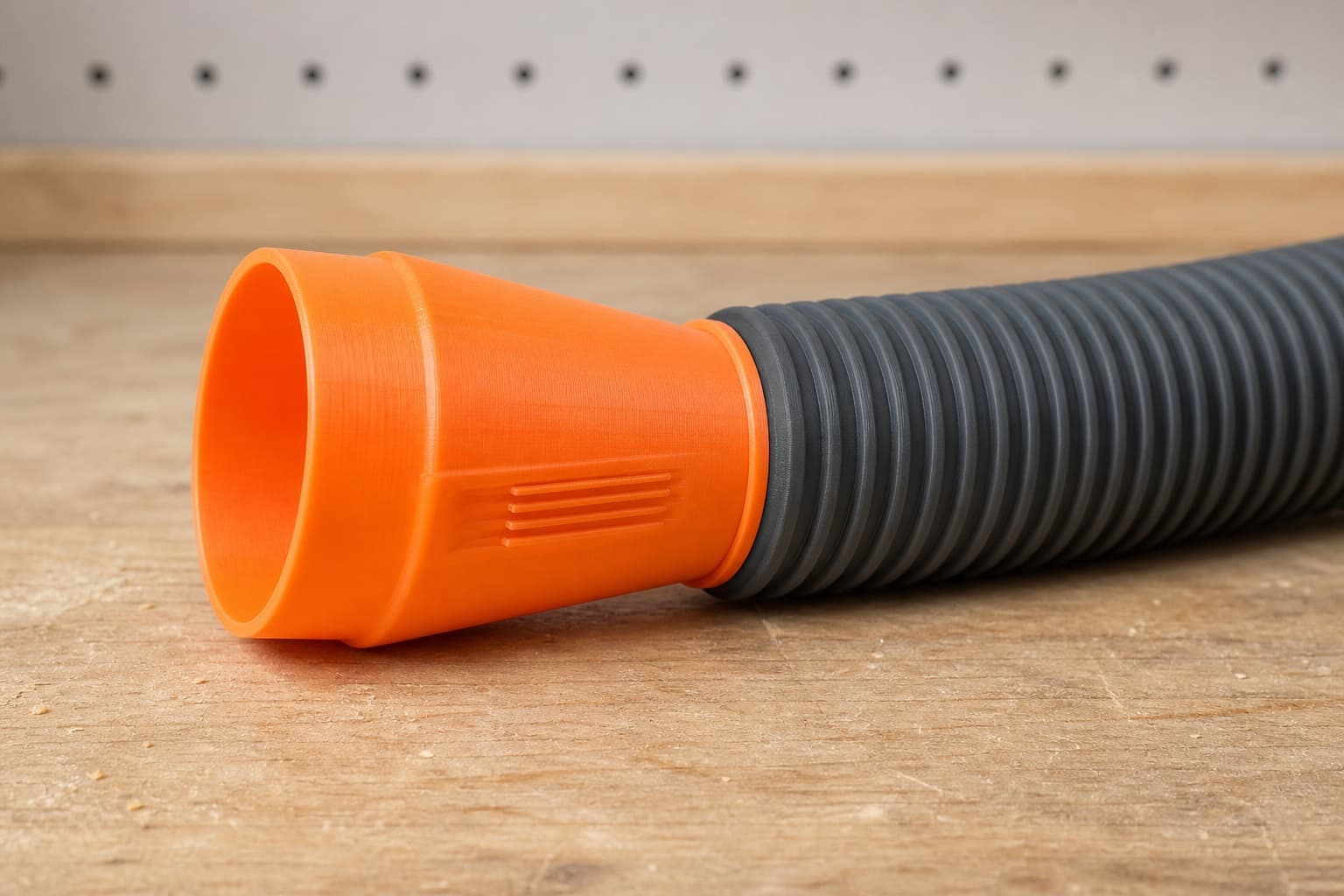 The C3610DRJQ4 dust adapter connected to a plain shop vac hose