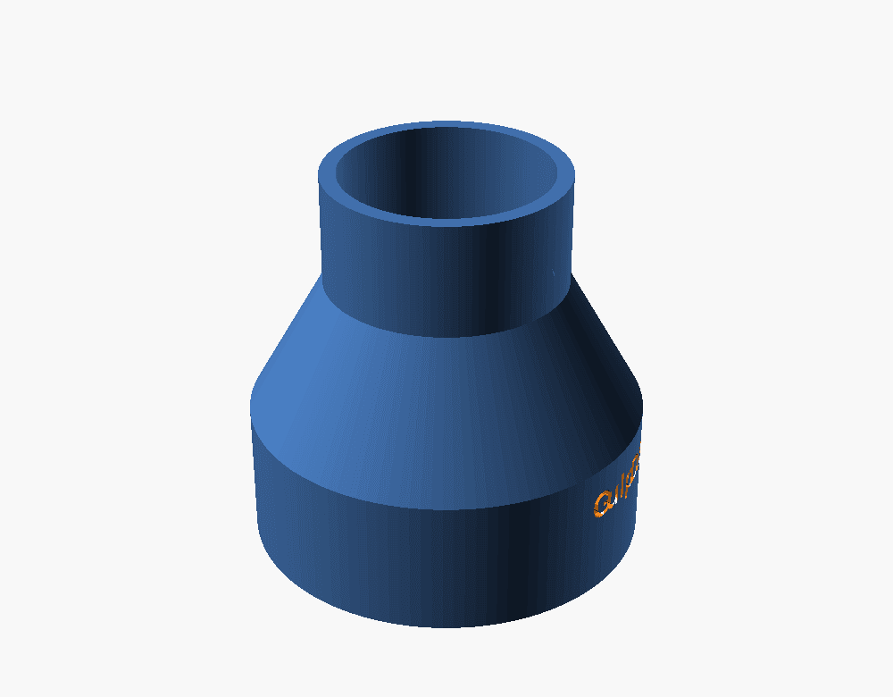 GulpDust DeWalt DCW600 trim router dust adapter, a reducing tube from the router port to a 2.5 inch hose